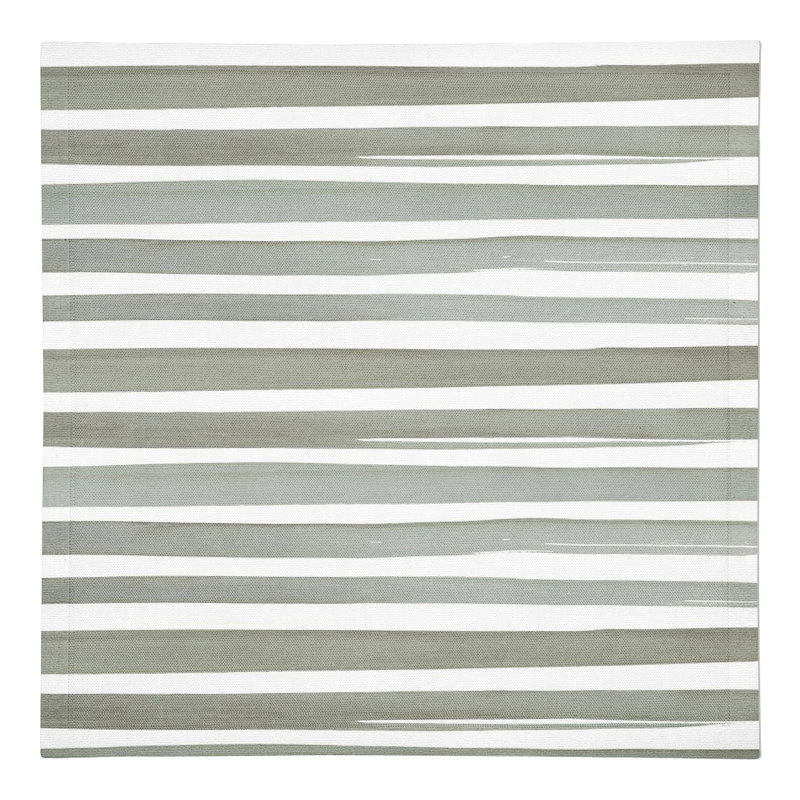 Candece Cotton Striped Rectangle Napkin, Green/White