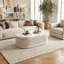  Bilawal Cream Fluted Extendable Oval Coffee Table Solid Wood With 4 Drawers, Fully Assembled