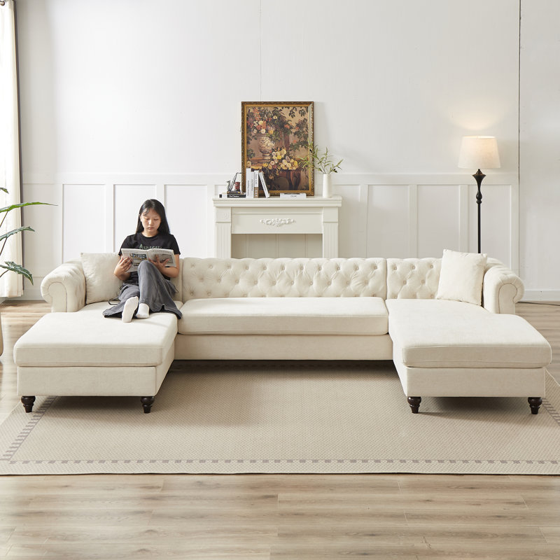Novalune 3 - Piece Upholstered Chenille Sofa, Beige Chenille
