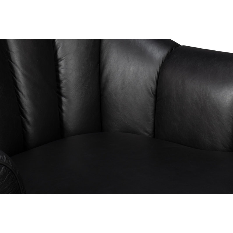 Scoth Swivel Armchair, Black Genuine Leather