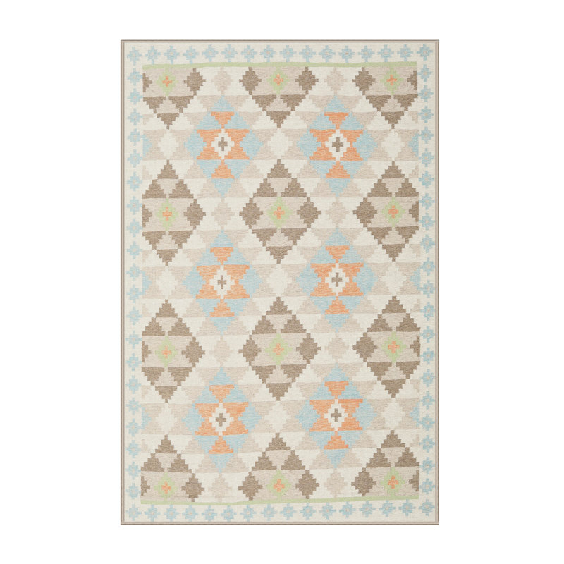 Tapis contemporain gris / olive, Rectangle 2 pi x 5 pi