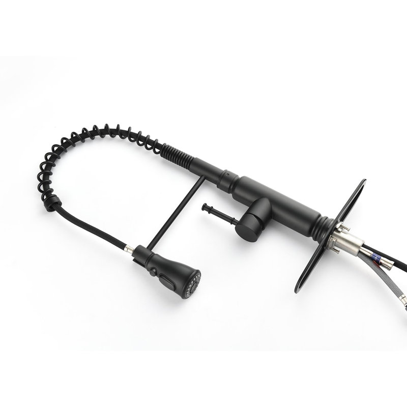 Robinet de cuisine rétractable en acier inoxydable noir mat, buse rotative à 360 °, 3 modes de sortie d'eau, réglage simple de la température et du débit, robinet à capteur de mouvement avec jet, options de rotation, facile et