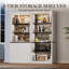 Kitchen Pantry Cabinet with Touch LED Lights, 3-Tier Storage Cabinet with Double Doors for Dining Room & Office, Sturdy Iron Frame, White