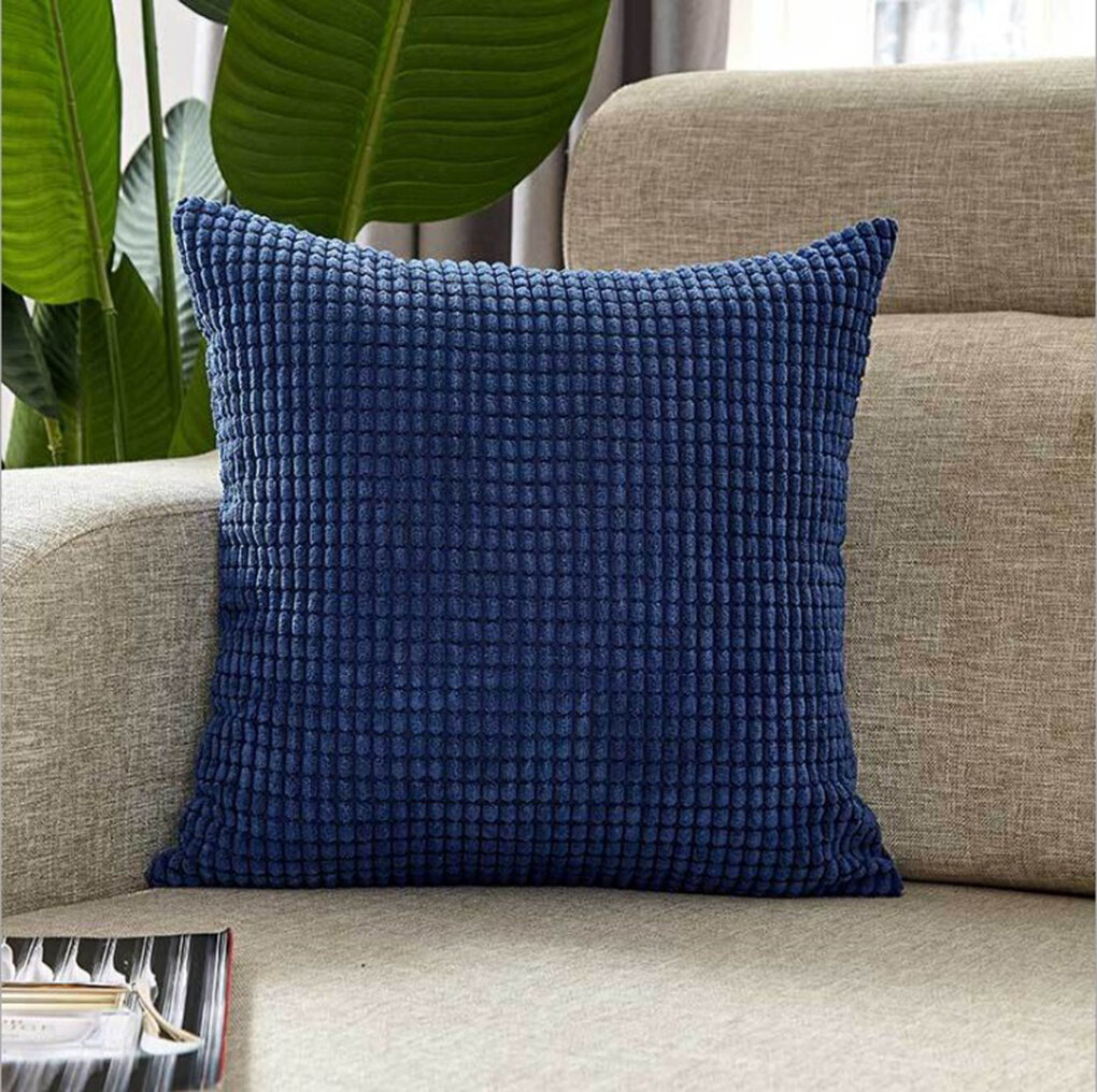 Edgar Square 100% Cotton Pillow Cover Color: Navy, Fill Material: Polyester/Polyfill, Size: 18'' x 18