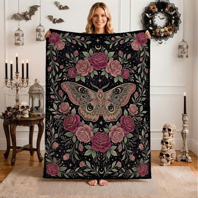 Jeté Mystic Moth and Rose Art gothique, 60 x 80 po