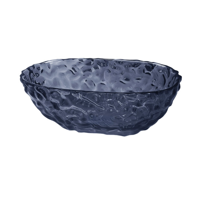 Modern Creative Water Ripple Resin Bathtub 67.4'' W 22.5'' H Tub & Shower Kit, Navy