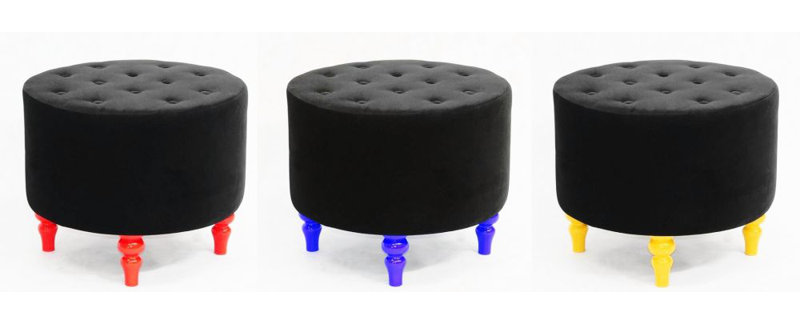 Gondola 55cm Wide Tufted Round Cocktail Ottoman, Red