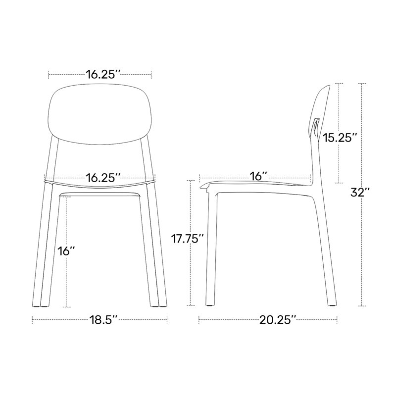 Chaise de salle à manger d'extérieur empilable, Blanc