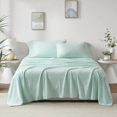 Ensemble de 4 très grands draps - 100% molleton, literie douillette et moelleuse, boulochage, avec drap plat, 2 taies d'oreiller ajustées, convient aux matelas de 16 po, lavable à la machine, surface de rembourrage confortable, contient, lavable