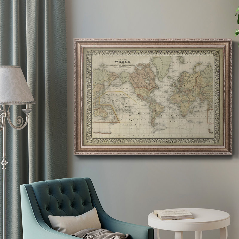 " Mitchell''s World Map ", 24" H x 36" W x 2.5" D