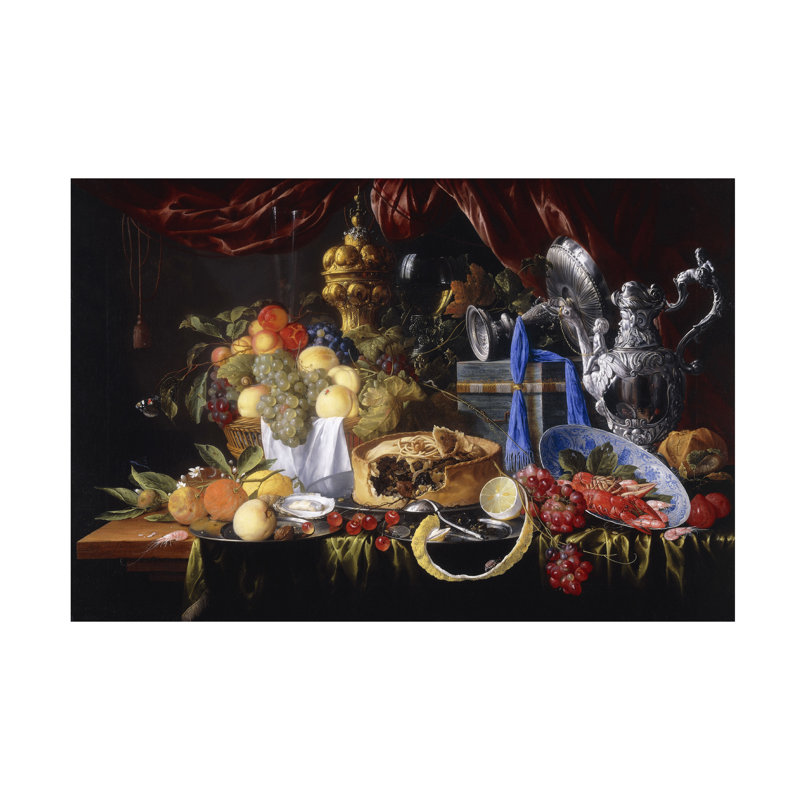 Jan David Art sur toile, "De Heem Pie", citron et crevettes sur plaque d'étain, 1649, H 22 po x l 32 po