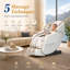Fauteuil de massage complet YJ-V9Z blanc crème, Ebern Designs, en similicuir, position zéro gravité, chauffant, compact et sans assemblage requis. Fauteuil de massage inclinable YITOUCH V9Z 5D avec chauffage, Bluetooth et commande vocale.