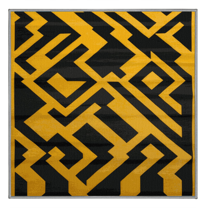 Machine Washable Trellis Brown Area Rug, Square 5'