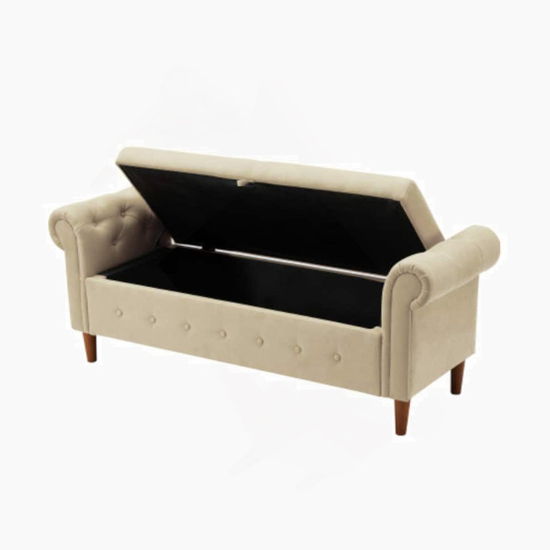 Multifunctional Storage Rectangular Sofa Stool, Beige