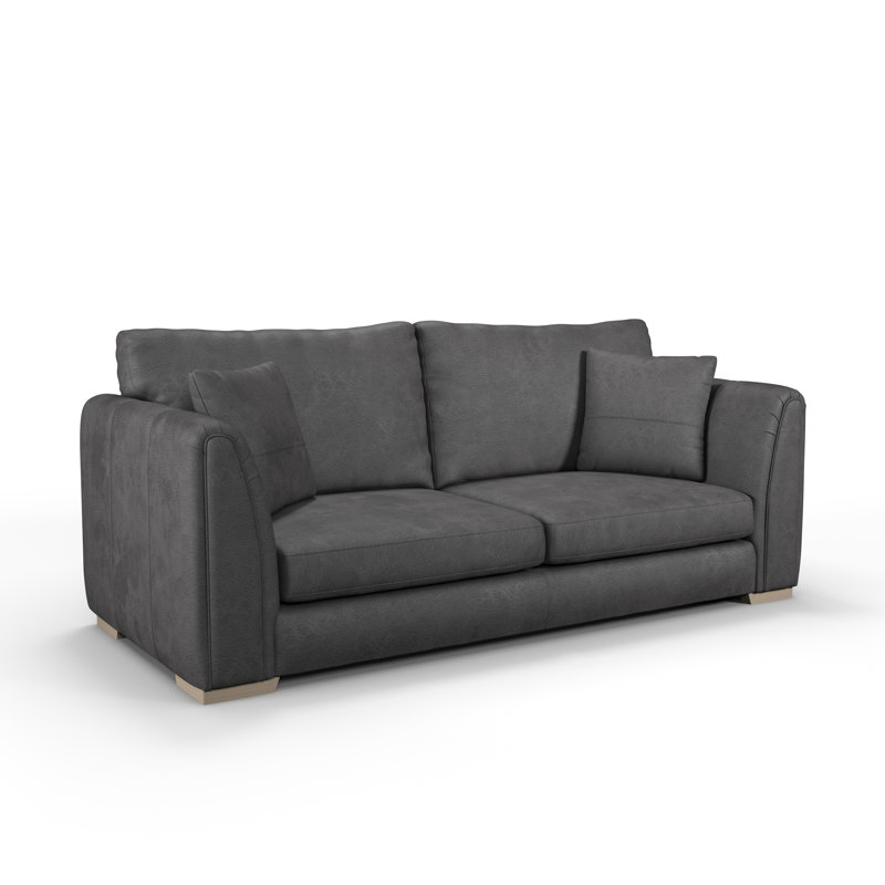 Bablu 3 Seater Faux Leather Sofa , Charcoal, 3