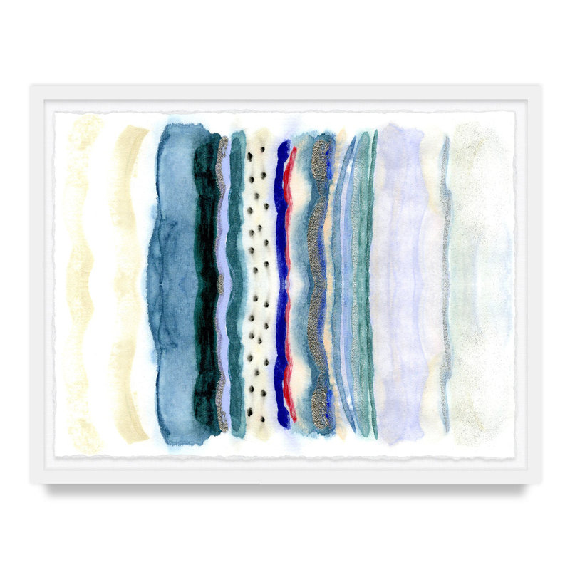 Seaside Stripe By Kristi Kohut, White Wood, 18" H x 24" W