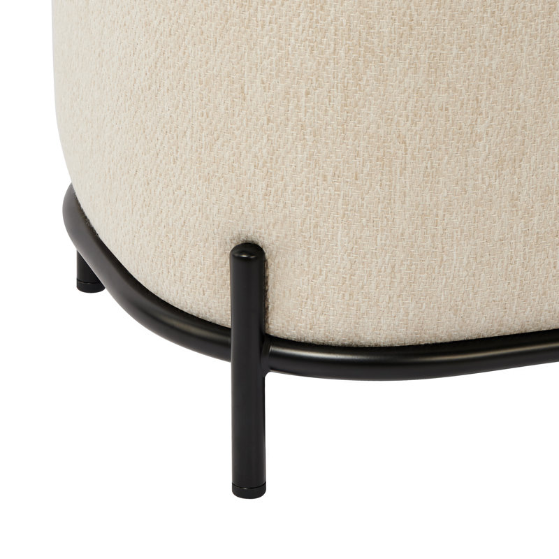  Banc rembourré en tissu crème avec pieds en métal 48 po Glenorie, H 18 po x l 48 po x P 17 po, Crème, crème