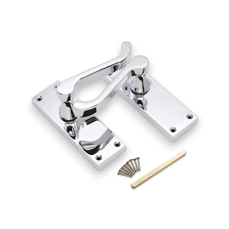 Victorian Scroll Latch Lever Handle 115mm Polished Chrome