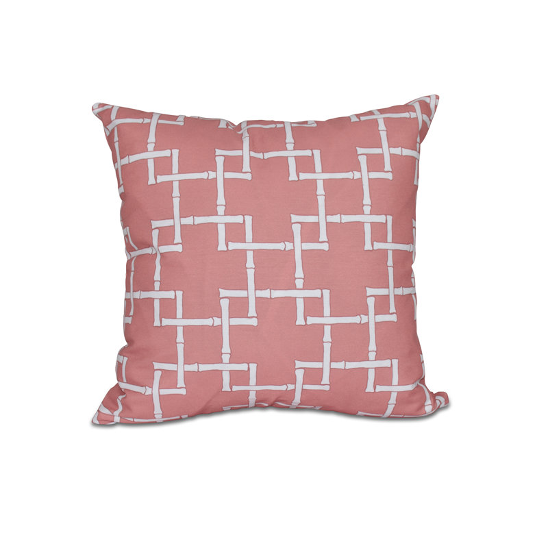 Coussin décoratif d'extérieur Botanical Blooms Bamboo, H 18 po x l 18 po, Corail