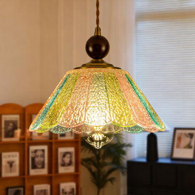 Luminaire suspendu en verre antique 1 lumière Coloful