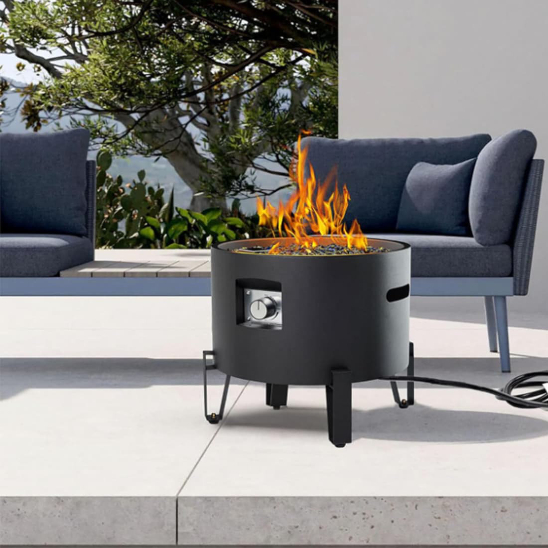 Latitude Run® Portable Propane Fire Pit Camping, Round Portable Fire