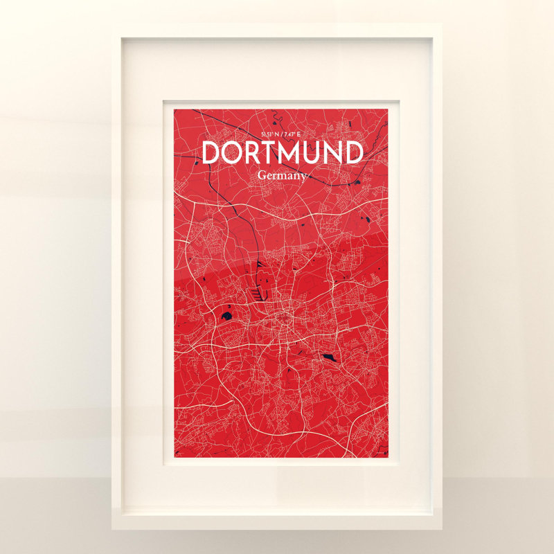 Dortmund City Map In Nautical - No Frame Print, 36cm H x 24cm W x 0.05cm D