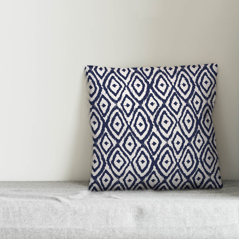 Geometric Throw Pillow, 16" x 16", White/Navy