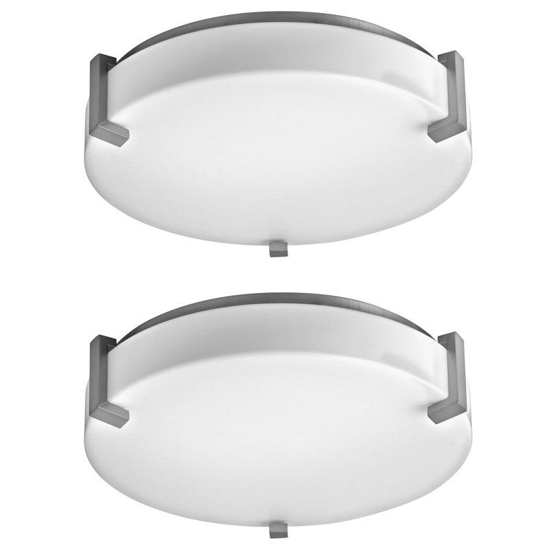 Flush Mount, 3.5'' H x 12'' W x 12'' D, Brushed Steel