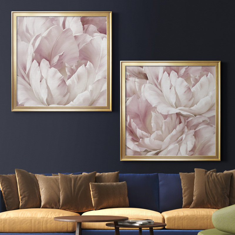 Intime Blush III - ensemble de 2 reproductions d'art, H 17,5 po x l 35 po, Toile encadrée, Gold