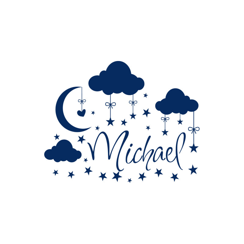 Text & Numbers Non-Wall Damaging Wall Decal, Yes, Navy Blue