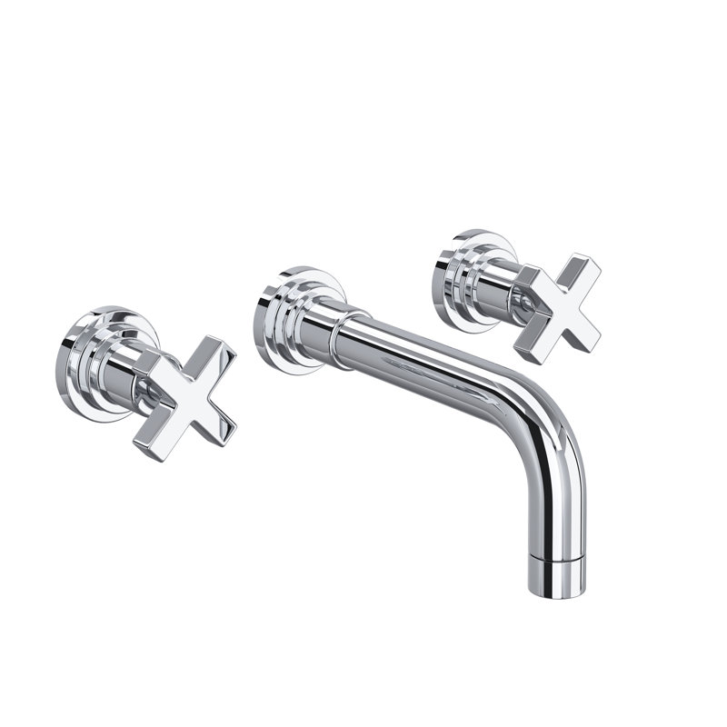 Lombardia® Wall Mount Bathroom Faucet, Polished Chrome, Cross Handle