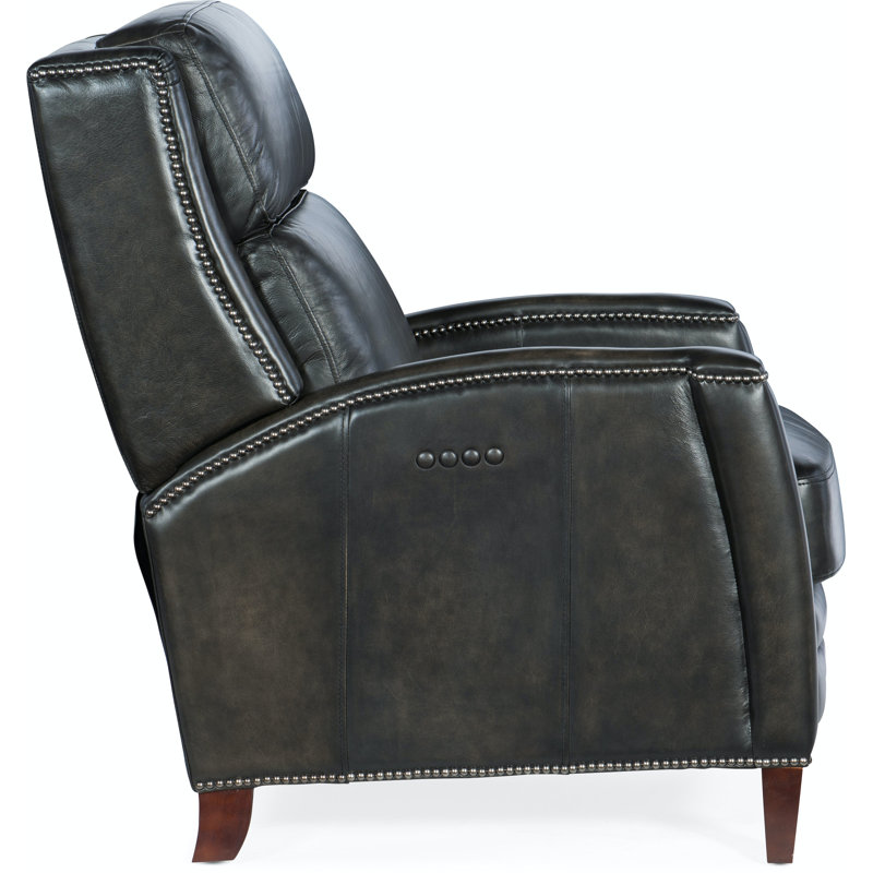 Dunsten Leather Manual Recliner, Power, Dark Brown Genuine Leather