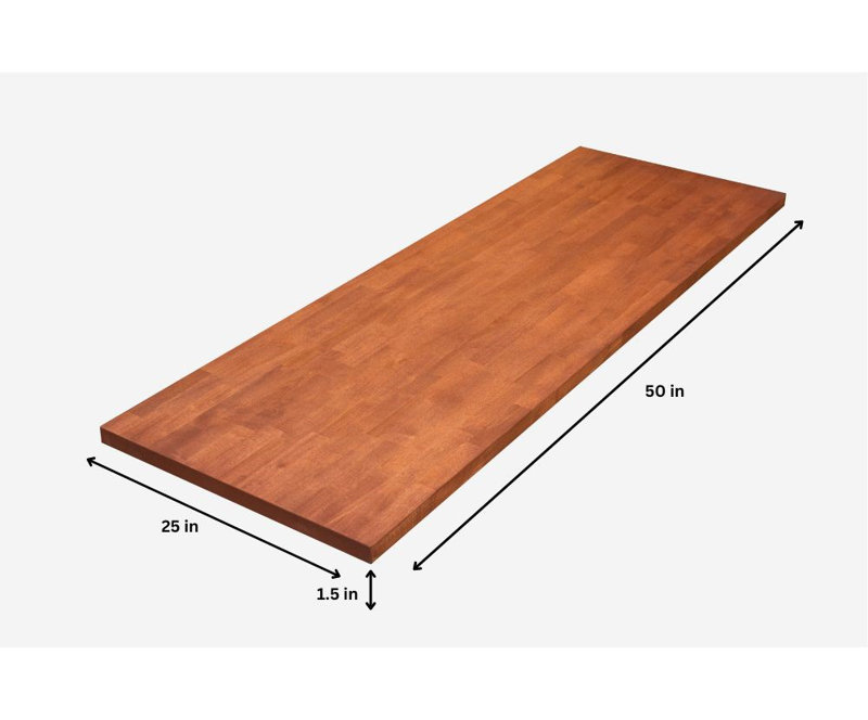Birch Butcher Block Countertop, 50" L x 25" W, Cinnamon Stained