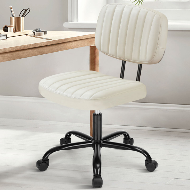 Fauteuil de bureau pivotant en similicuir avec dossier Duthill, Blanc