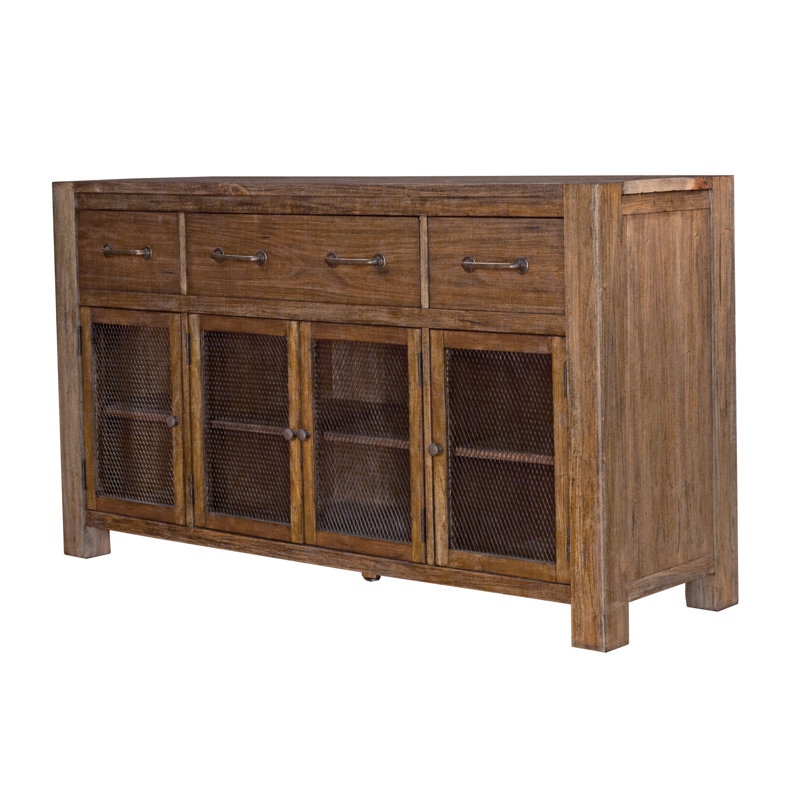 Trevion 61'' W Solid Mahogany 3-Drawer Sideboard, Dark Brown