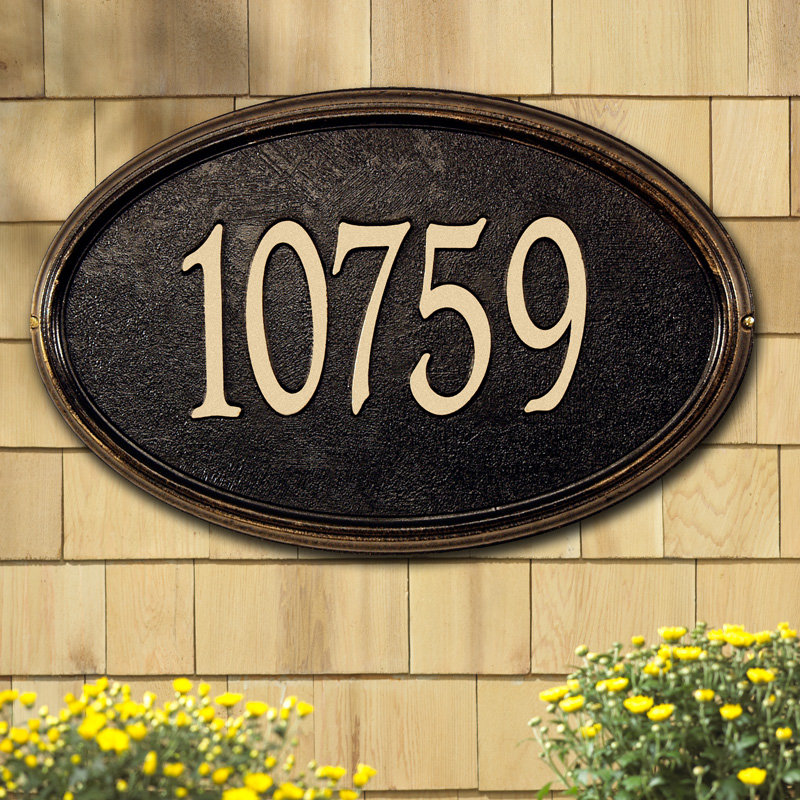 Concord Oval 1-Line Wall Address Plaque, Yes