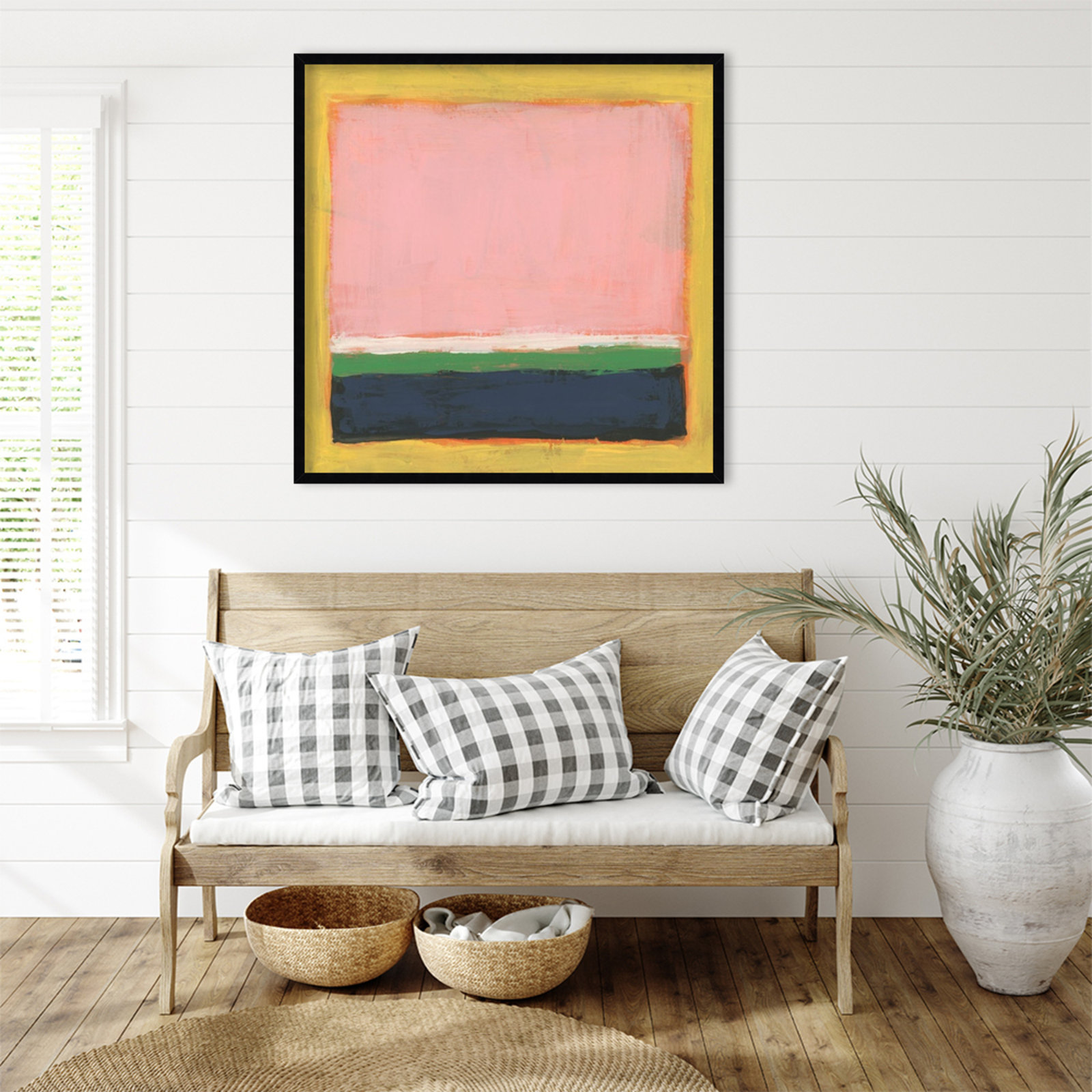Primary Portal II by June Erica Vess Wood Framed Wall Art Print, 33" H x 33" W, Black