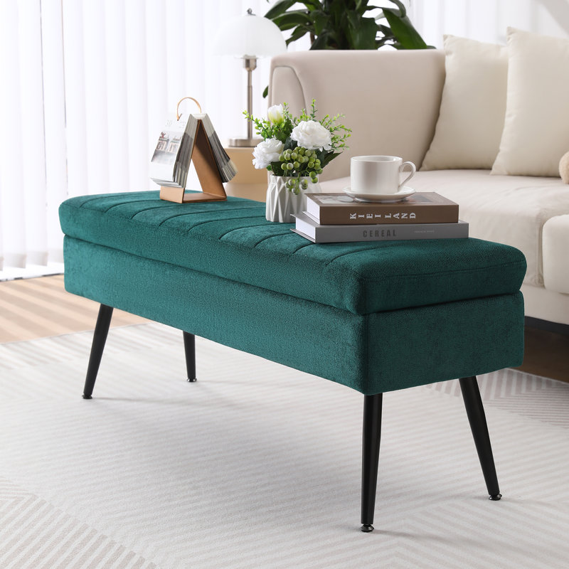 Banc de rangement rembourré Vondale, Émeraude