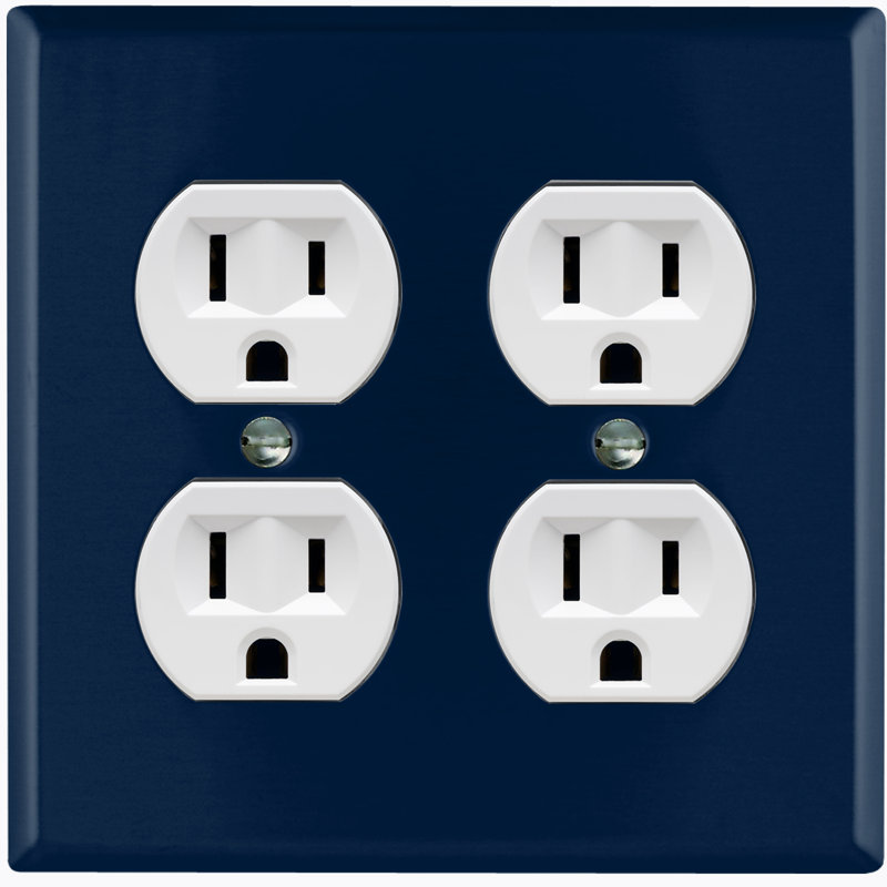Plaque murale 2 prises doubles, Bleu marine