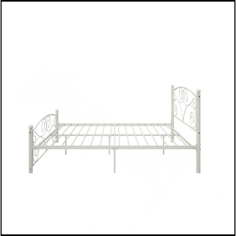 Structure de lit en métal avec système de tête de lit et pied de lit, Queen
