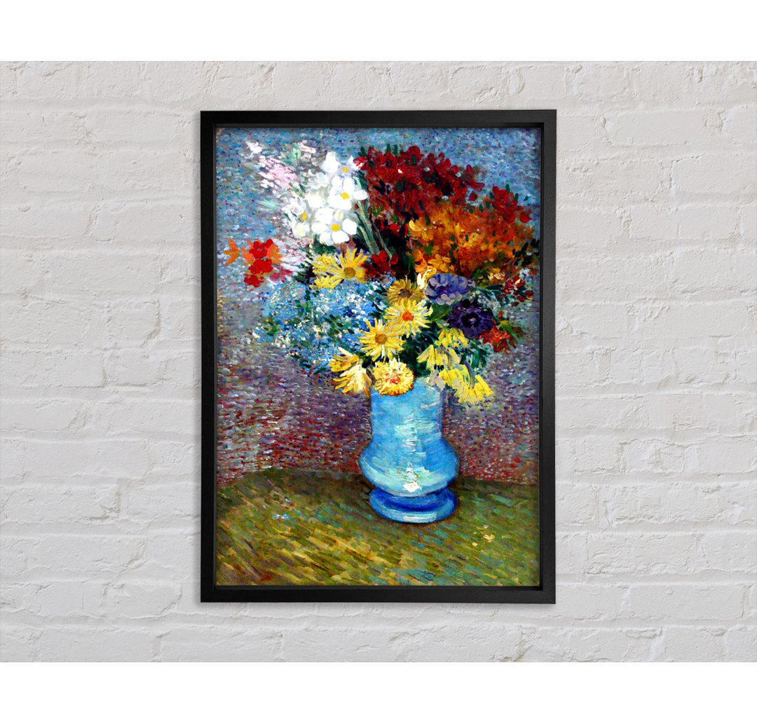 Blumen in einer blauen Vase von Vincent Van Gogh - Einzelbildrahmen Kunstdrucke auf Leinwand