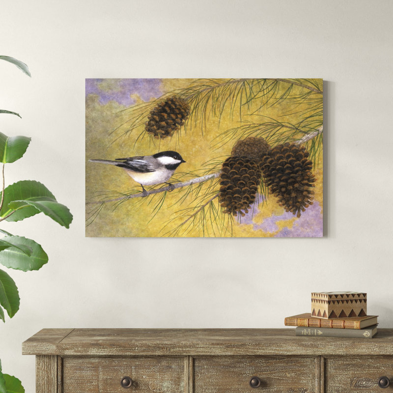 Mésange dans les pins I, H 24 po x l 36 po x P 1,25 po