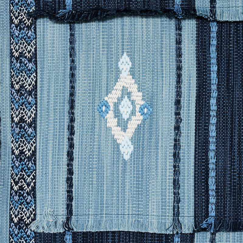 Aravali Patchwork Fabric, Denim/Indigo