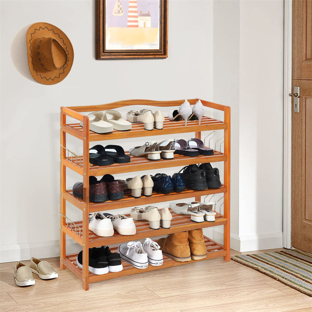 20 Pair Solid Wood Shoe Rack Bay Isle Home™