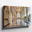 Toile, un grand couloir opulent avec des arches de marbre blanc complexe et des colonnes d'art mural illuminées par un superbe cristal, art mural sur toile-1718552218
