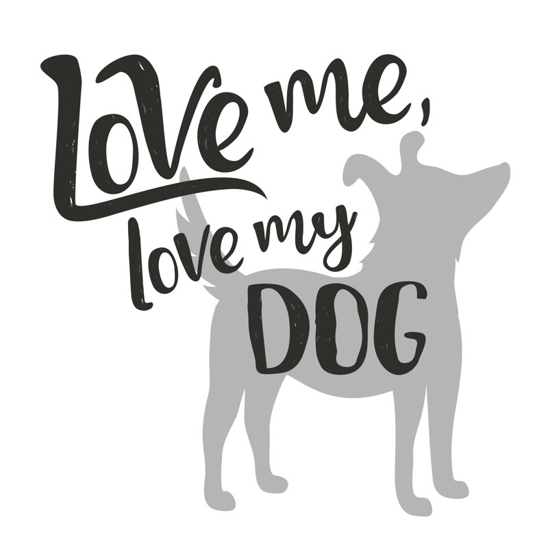Love Me And Dog Grey - Wrapped Canvas Print, 91cm H x 91cm W x 3.8cm D