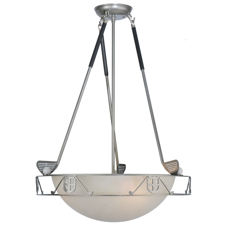 Nickel and Glass 4-Light Golf Pendant