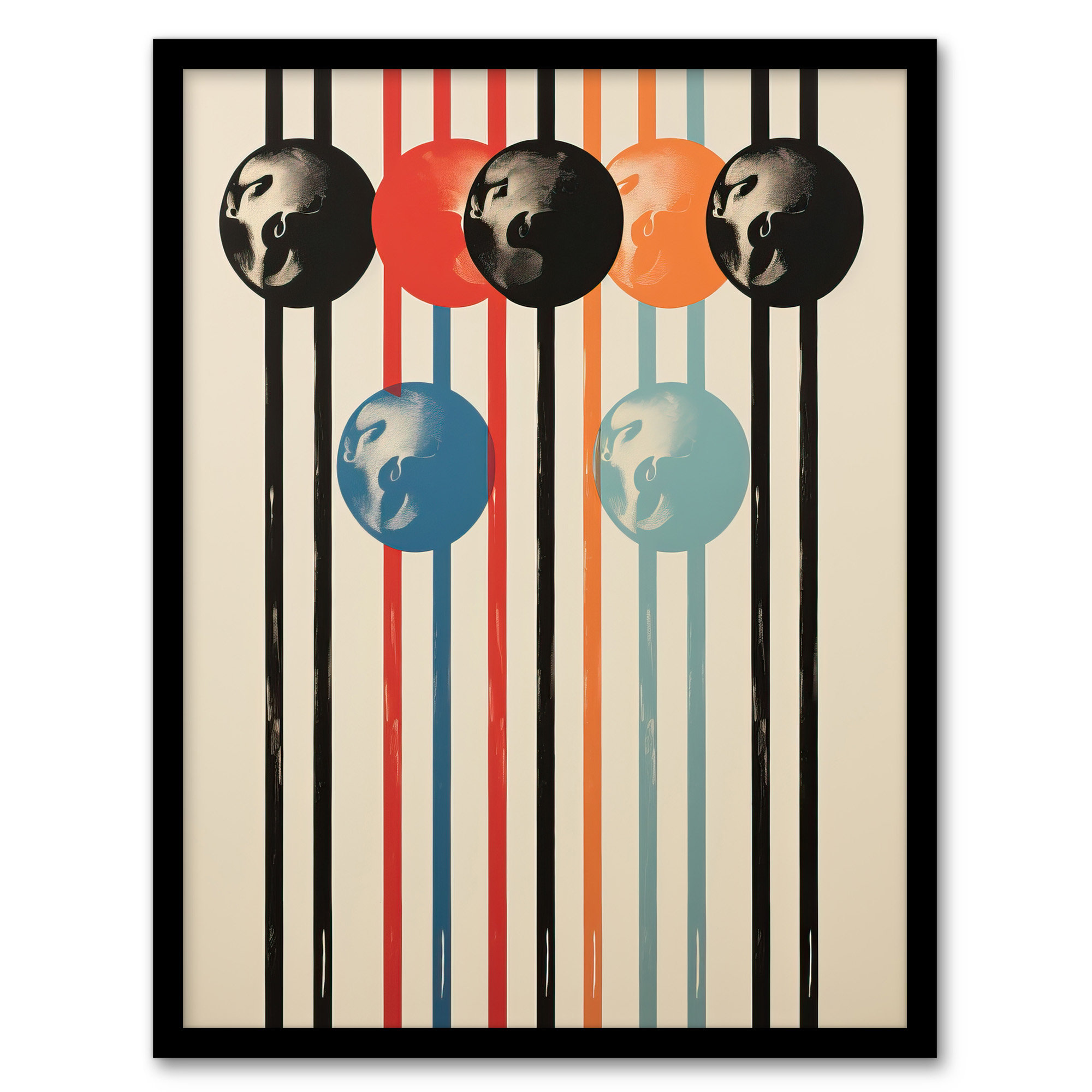 Wee Blue Coo Abstract Orbs Geometric Stripes Spheres - Single Picture ...