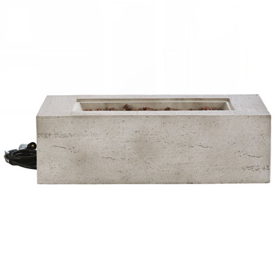 Durable MGO Rectangular Propane Fire Pit with 40,000 BTU Heat, Stainless Steel Burner, and Waterproof Cover for Outdoor Use
