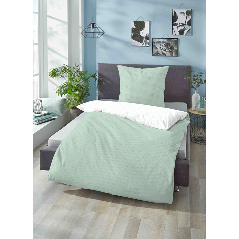 100% Cotton Duvet Set, 200 x 200 cm - 2 Pillowcases 80 x 80 cm, Mint